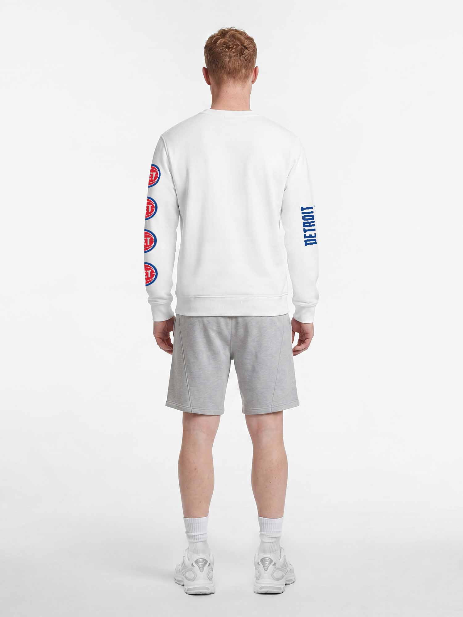 Detroit Pistons Reebok Mens White Crew Sweatshirt