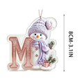thumbnail image 3 of romoty Personalized Christmas Letter Ornaments, Cute Purple Snowman Initial Pendants, 2D Flat Acrylic Monogram Tree Car Mirror Decor, 3 of 7