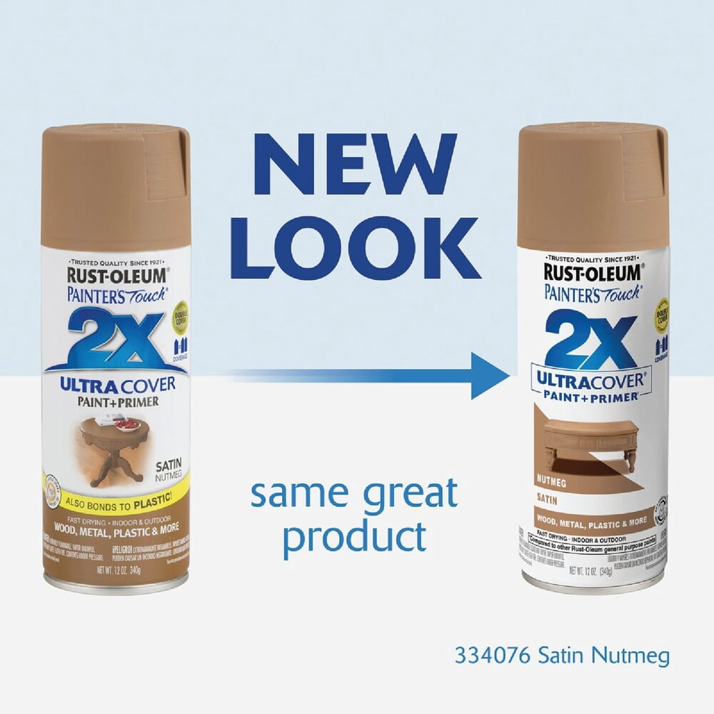 Rust-Oleum 249070 Painter's Touch 2X Ultra Cover Spray Paint, 12 oz, Satin Nutmeg