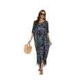 thumbnail image 3 of Beautybatik Grey Women Hippie Tie Dye Caftan Kaftan Loungewear Maxi Plus Size Long Dress 4X, 3 of 6
