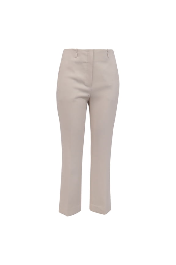 Pre-Owned Theory High-Waisted Straight-Leg Trousers in Beige Polyester