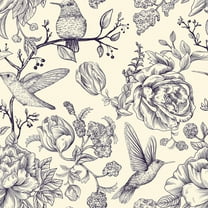 CHIHUT 17.7"x100" Purple Birds Floral Wallpaper Peel and Stick Vintage Peony Floral Leaf Removable Wallpaper Waterproof Floral Contact Paper for Cabinets Shelf Lines Self Adhesive Birds Wallpaper