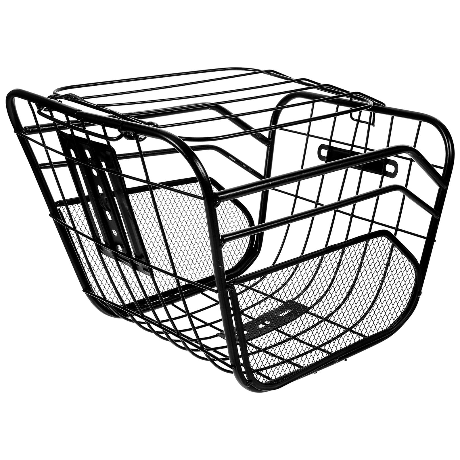 Supvox Sturdy Black Metal Bike Basket Front Handlebar Mount Detachable for Convenient Cycling