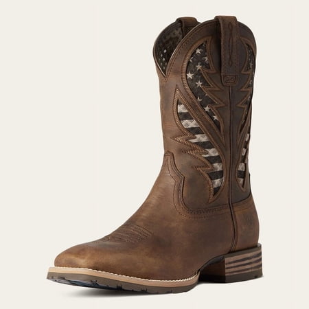 ARIAT 10038340-EE: Men's Hybrid Venttek Western Boot, Distressed Brown/American Flag
