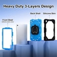 thumbnail image 3 of Heavy Duty Shockproof Case for Samsung Galaxy Tab A11+,Anti drop silicone+PC Layer Protective Case 360 ° Rotating Square Handle Stand With Shoulder Strap,Blue,For Galaxy Tab A11+, 3 of 8