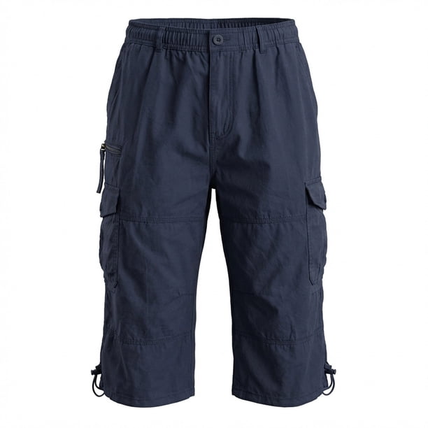 Mens Cargo Shorts Multi Botón de Bolsillo Y Cremallera Deportes Al Aire Libre, Mens Shorts Cargo Casual Pantalones de Verano