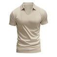 thumbnail image 5 of hotojiny Mens V Neck Shirts Short Sleeve Lightweight Business Collared Shirts Loose Fit Performance Golf Shirts for Men Big and Tall, 5 of 7