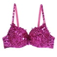 thumbnail image 4 of Yartina Woman's Sparkle Sequins Beaded Padded Bra Top Bralette Rave Party Belly Dance Crop Top Rose 36/80, 4 of 7