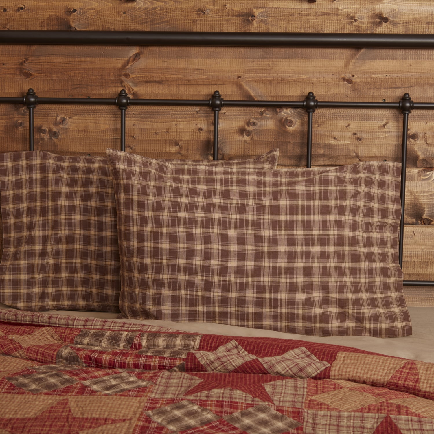 Woodland Brown Rustic Bedding Brickston Cotton Plaid Standard Pillow