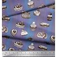 thumbnail image 2 of Soimoi Purple Cotton Voile Fabric Fruits & Cupcake Food Printed Craft Fabric by the Yard 56 Inch Wide, 2 of 3