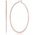 thumbnail image 1 of Essentials Gold or Rhodium Plated Stainless Steel Flattened Hoop Earrings, 1 of 3