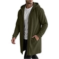 thumbnail image 5 of FSYBOA Men's Zipper Hoodies, Loose Fit Casual Winter Long Sleeve Long Hooded Jackets Army Green Size M, 5 of 6