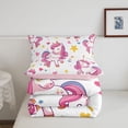 thumbnail image 5 of Manfei Lovely Unicorn Twin Comforter Sets,Playful Stars Heart Bedding Set,Pink White Multicolor,Pink Reversible,2-Piece,1 Comforter and 1 Pillowcase, 5 of 8