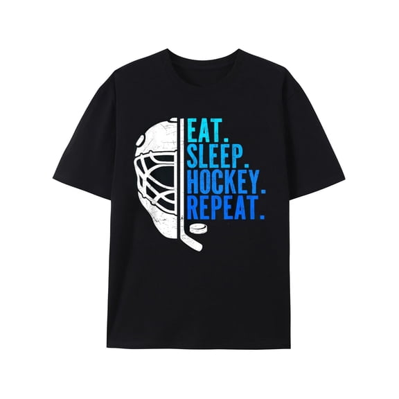 Greenink Eat Sleep Hockey Repeat Funny Men Women Hockey Player T-Shirt