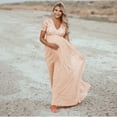 thumbnail image 3 of zuwimk Maternity Dress Women's Split Long Maternity Dress Short Sleeve Ruched Pregnancy Women's Lace Maternity Ruffles Short Sleeved Dress Long Dress Photography Flying Sleeve Dress, 3 of 5