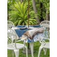 thumbnail image 4 of Outdoor Tablecloth with Umbrella Hole Zipper Summer Nautical Round Tablecloth 54" Waterproof Outside Table Cloth Coastal Ocean Shell Coral Seaweed Patio Table Cover Tablecloths for Picnic Party, 4 of 8