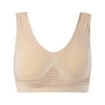 thumbnail image 2 of MRULIC sports bras for women Womens Sports Bra Padded Seamless Wirefree Breathable Yoga Bra Comfort Sleep Bra Workout Running Khaki + M, 2 of 5