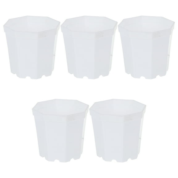 GOOHOCHY  5 Pcs Thickened Plastic Flower Pot Plant Small Pots Mother White