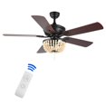 thumbnail image 4 of JONATHAN Y Quinn 52" 3-Light Rustic Farmhouse Iron/Wood Bead Mobile-App/Remote-Controlled LED Ceiling Fan, by JONATHAN  Y Black/Light Brown, 4 of 5