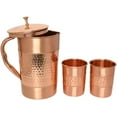 thumbnail image 4 of Pure Copper Water Jug with 2 Straight-Style Tumblers (Hammered & Plain) - Ayurvedic Benefits, 4 of 8