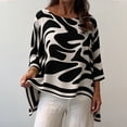 thumbnail image 3 of Printed 3/4 Sleeve Shirts For Women Crewneck High Low Hem Tops Fall Casual Elegant Fashion Flowy Tunic Shirt, 3 of 7