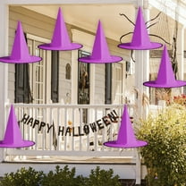 Halloween Witch Hat Decor Polyester Hanging Witch clothes Party Accessory - Yard Porch Decoration Spooky Floating Effect(Purple)