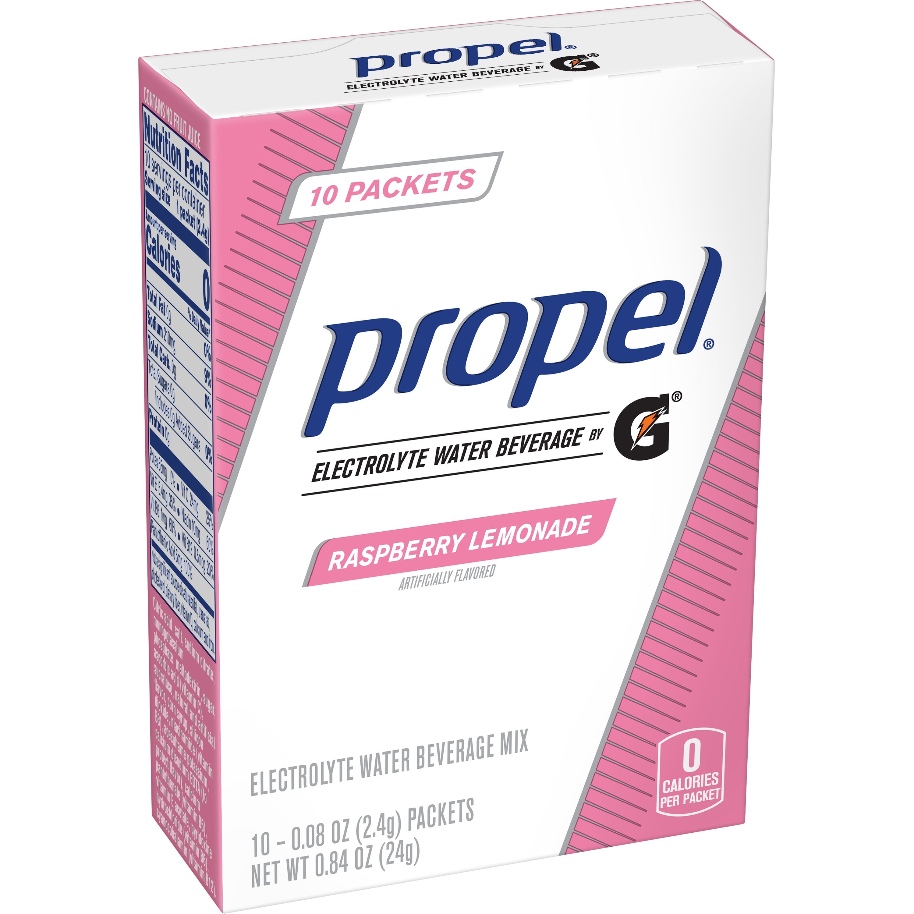 Photo 1 of (10 Packets) Propel Powder Packets Raspberry Lemonade With Electrolytes, Vitamins and No Sugar, 0.08 oz