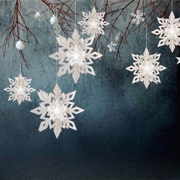 24Pcs Snowflake Ornaments, 3D Glittery Large Snowflake Decorations for Christmas & New Year Parties