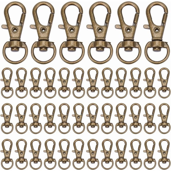 100 Pieces Iron Lobster Claw Clasps Swivel LanyardsTrigger Snap Hooks Strap 32.5x11mm for Keychain DIY Bags and Jewelry Findings Bronze