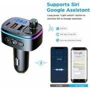 Bluetooth 5.0 FM Transmitter Wireless MP3 TF Radio Adapter USB Charger Car Kit 2