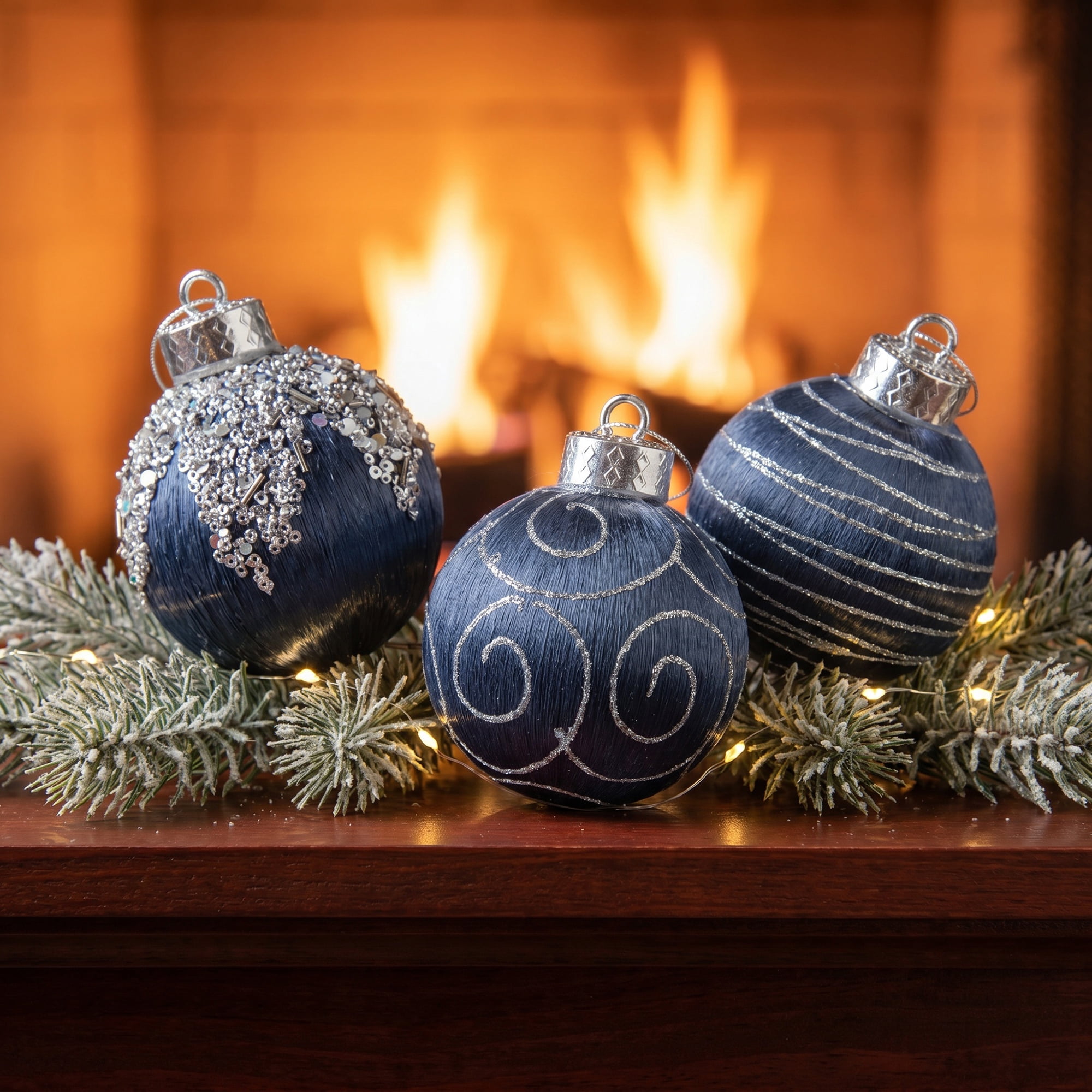 Unique Bargains 9Pcs Handpainted Christmas Large Orbs Shatterproof Foam Blue 3.1"