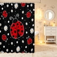 thumbnail image 2 of Erosebridal Kawaii Bug Ladybug Shower Curtain 72Wx84L,Lovely Daisy Flowers Bathroom Shower Curtain,Black Red, 2 of 5