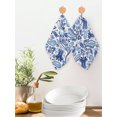 thumbnail image 2 of Boho Blue Floral Kitchen Dish Towels for Drying Dishes Set of 2, Farmhouse Botanical Vintage Paisley Flower Waffle Weave Microfiber Hand Tea Bathroom Towels Quick Dry & Absorbent Towel 12x12, 2 of 7