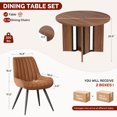 thumbnail image 2 of Hawsaiy 5 Piece 39.4" Round Dining Table Set for 4, Small Space Kitchen Table with 4 Upholstered Chairs, Farmhouse Dining Set with Metal Legs(Walnut+Brown), 2 of 9