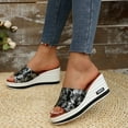 thumbnail image 3 of Dakaela Women's Platform Wedge Sandals Open Toe Slip on Slides Comfortable Summer Walking Shoes, 3 of 8