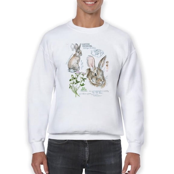 Wildlife Journal. Hare Sweatshirt Men -Jennifer Paxton Parker Designs, Male XX-Large
