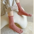 thumbnail image 4 of 3 Pairs Mid-Crew Cable Knit Socks with Ruffle Cuffs Soft Stretchy Vintage-Inspired Design, 3 PK-ivory, 4 of 6
