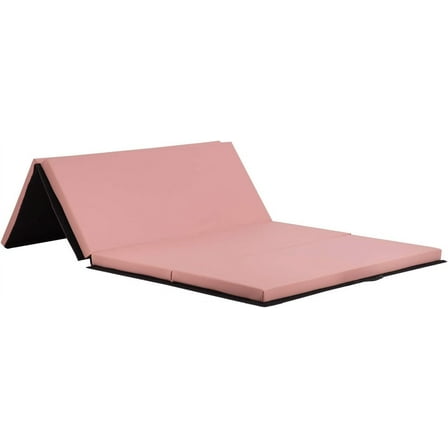 BestMassage Pink Gymnastics Mat 4'x6' - Foldable PU Leather w/Handles for Yoga/Tumbling