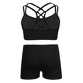 thumbnail image 2 of Yartina Big Girls 2-Piece Dance Gymnastics Sports Outfit Crisscross Back Crop Top with Booty Shorts Black 6, 2 of 6