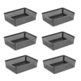 thumbnail image 1 of Bandejas de almacenamiento de plástico/cestas organizadoras, 34 x 25 x 9,2 cm, juego de 6, blanco, negro y gris., 1 of 5