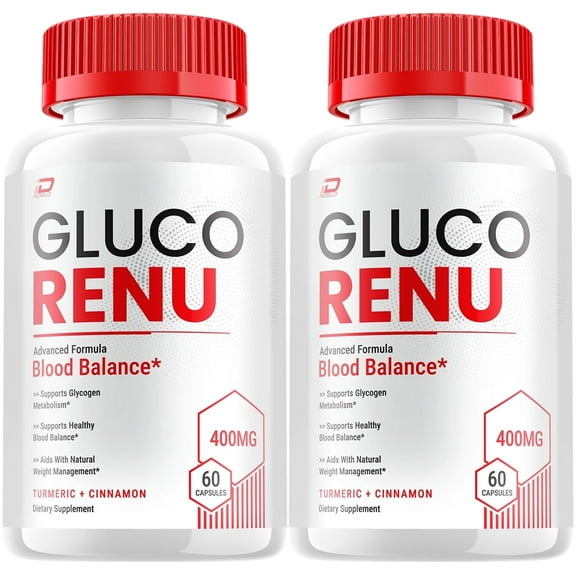 Gluco Renu Capsules – GlucoRenu Pills Advanced Supplement, All Natural, Gluo Renew Maximum Strength Formula, Glycogen Support, 2 Pack, 120 Capsules