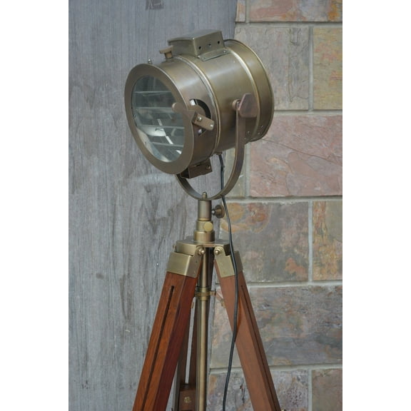Industrial Brown Antique Spotlight with Tripod Floor Search Light Modern Studio Floor Searchlight Home Decor