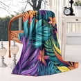 thumbnail image 2 of Colorful Tropical Leaf Pattern Blanket,Comfortable Soft Flannel Throw Blanket,All Season,Warm Lightweight Blankets for Sofa Bed Couch Living Room Chair,50"x60", 2 of 4
