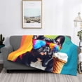 thumbnail image 2 of Yiaed Rainbow Bulldog Sunglasses Print Blanket Throw Blanket Soft Cozy Flannel Blanket for Home Bed Sofa Couch Chair-60"x50", 2 of 6