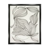 Stupell Industries Abstract Striped Floral Petals Graphic Art Jet Black Floating Framed Canvas Print Wall Art, Design by Regina Moore