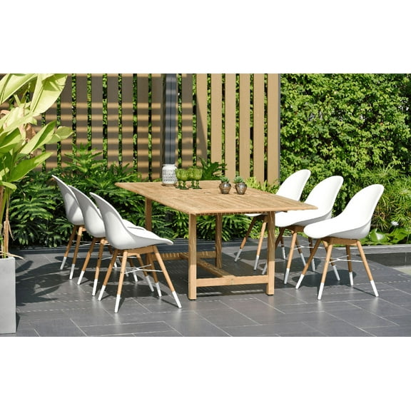 Amazonia Split  [7-Piece] Patio Dining Set ,6 Seats, Contains Chairs and Table (30inch H), White