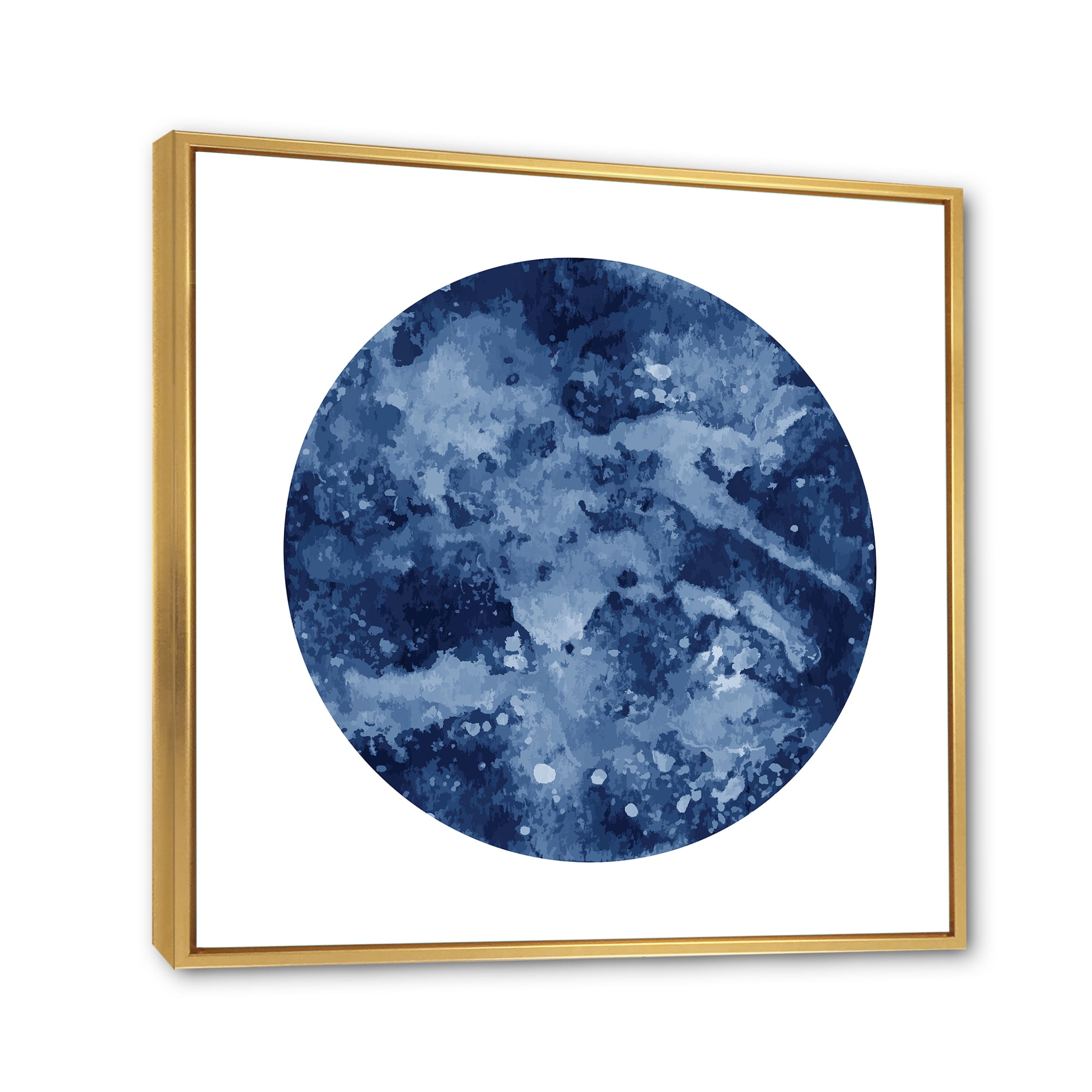 Designart 'Blue Space Galaxy Circle' Modern Framed Canvas Wall Art Print