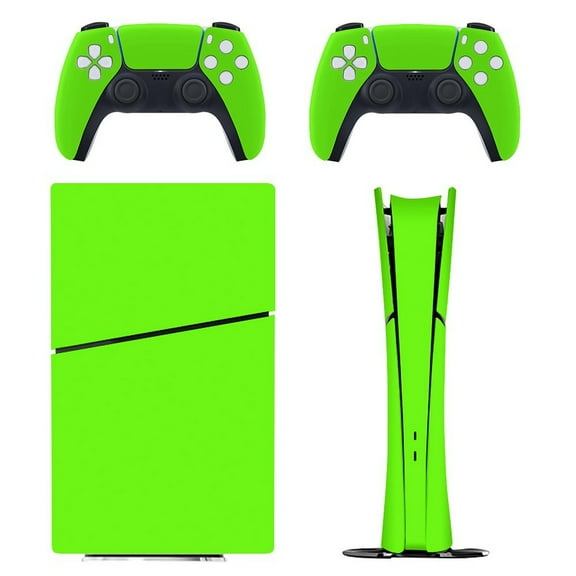 Skin Sticker for PS5 Slim / Pro / Standard Disc / Digital Edition Console and Controllers Decals for PlayStation 5 Bright Green