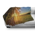 thumbnail image 3 of Wyoming Soft Flannel Fleece Throw Blanket, Tranquil Themed Fascinating Landscape Photo with a Path in Park at Sunset, Cozy Plush for Indoor and Outdoor Use, 70" x 90", Multicolor, by Ambesonne, 3 of 6