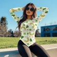 thumbnail image 5 of Xoenoiee Green Hat Shamrock Mushroom Rianbow Flower Print Women's Long Sleeve Round Neck Slim Fit Top St. Patrick's Day Irregular Hem Asymmetrical Basic Tee Y2K Going Out Blouse, Size M, 5 of 7